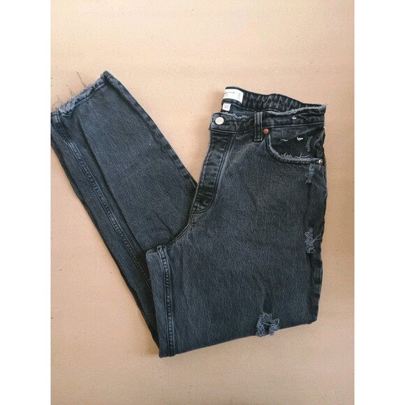 Abercrombie & Fitch The Dad High Rise Curve Love Jeans Size 31 Black Button Fly - Picture 2 of 10